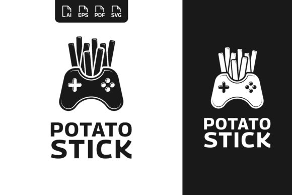 Game Stick with Potato Stick Logo: A Design Template for Vintage Charm