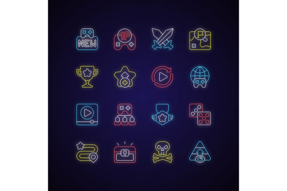 The Game Menu Neon Light Icons Set: A Practical Tool for Modern Interface Design